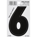 Hillman 3 in. Black Glossy Vinyl Die-Cut Adhesive Number - 6 -  6 Piece, 5PK 841496